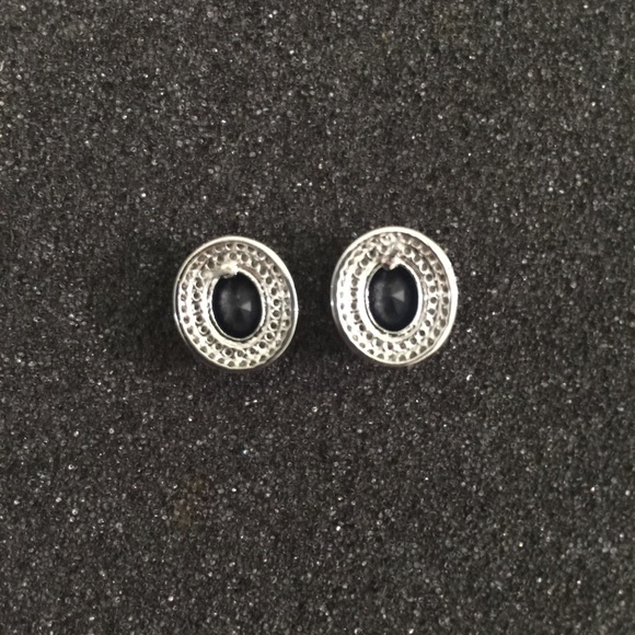 Blue sapphire stud 14k white gold earrings